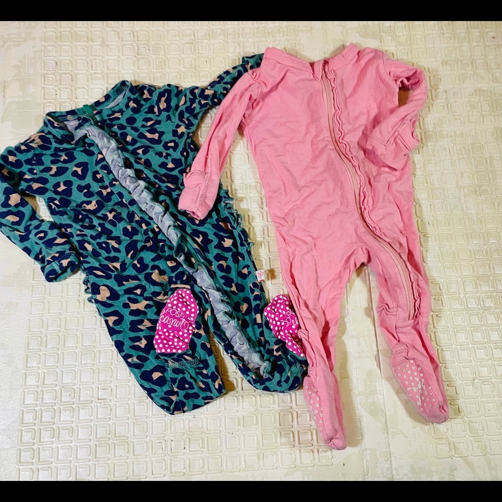 BUNDLE of two baby girl sleepers- push peanut & Kickee. Size Newborn.